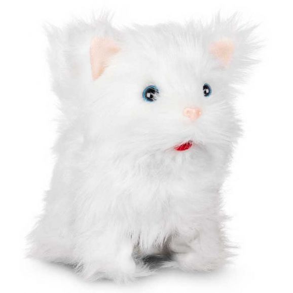 Animigos interaktiv bedårande fluffig vit kattunge