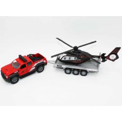 Leksaksbil Pick-Up med släp och helikopter Kids Globe