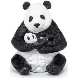 Papo Panda med unge sittande