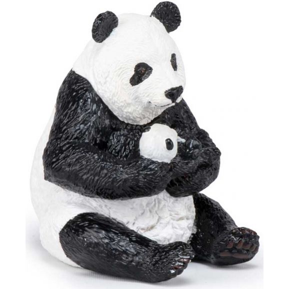 Papo Panda med unge sittande
