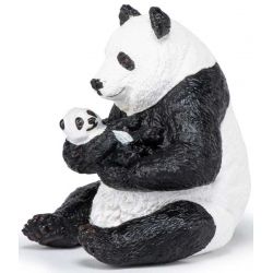Papo Panda med unge sittande
