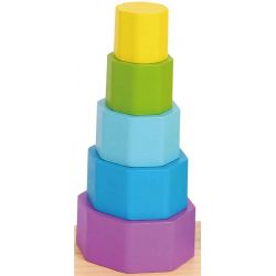 Stapelleksak i trä geometriska former för barn Tooky Toy