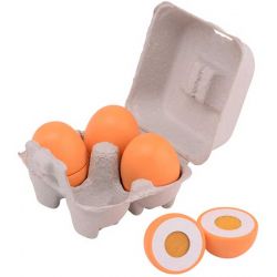 Leksaksmat 4 st. ägg i trä med kartong Jouéco