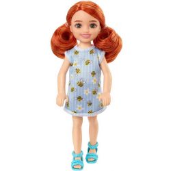 Barbie Chelsea rött hår med dress bin HGT04