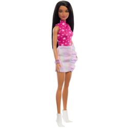 Barbiedocka Fashionistas With Black Straight Hair & Iridescent Skirt