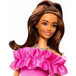 Barbie Fashionistas Docka With Brown Wavy Hair & Pink Dress, 65th Anniversary Nr 217 HRH15