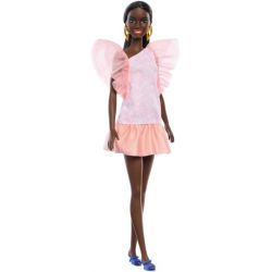 Barbie Fashionistas With Tall Body, Black Straight Hair & Peach Dress, 65th Anniversary Nr 216 HRH14