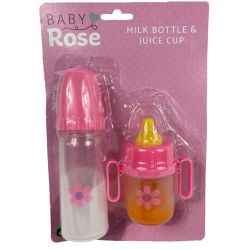 Baby Rose Juiceflaska och nappflaska med mjölk