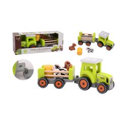 Traktor med djur i trä