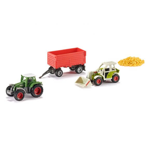 Siku Blister med två traktorer och en vagn med foder