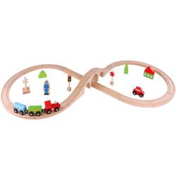 Tågbana i trä 30 delar för barn Tooky Toy