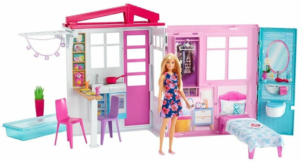 Läs mer om Barbie Hus med docka och möbler FXG55