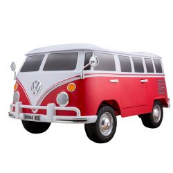 Elbil barn VW Bus en klassiker, två sittplatser 2x12V motor röd