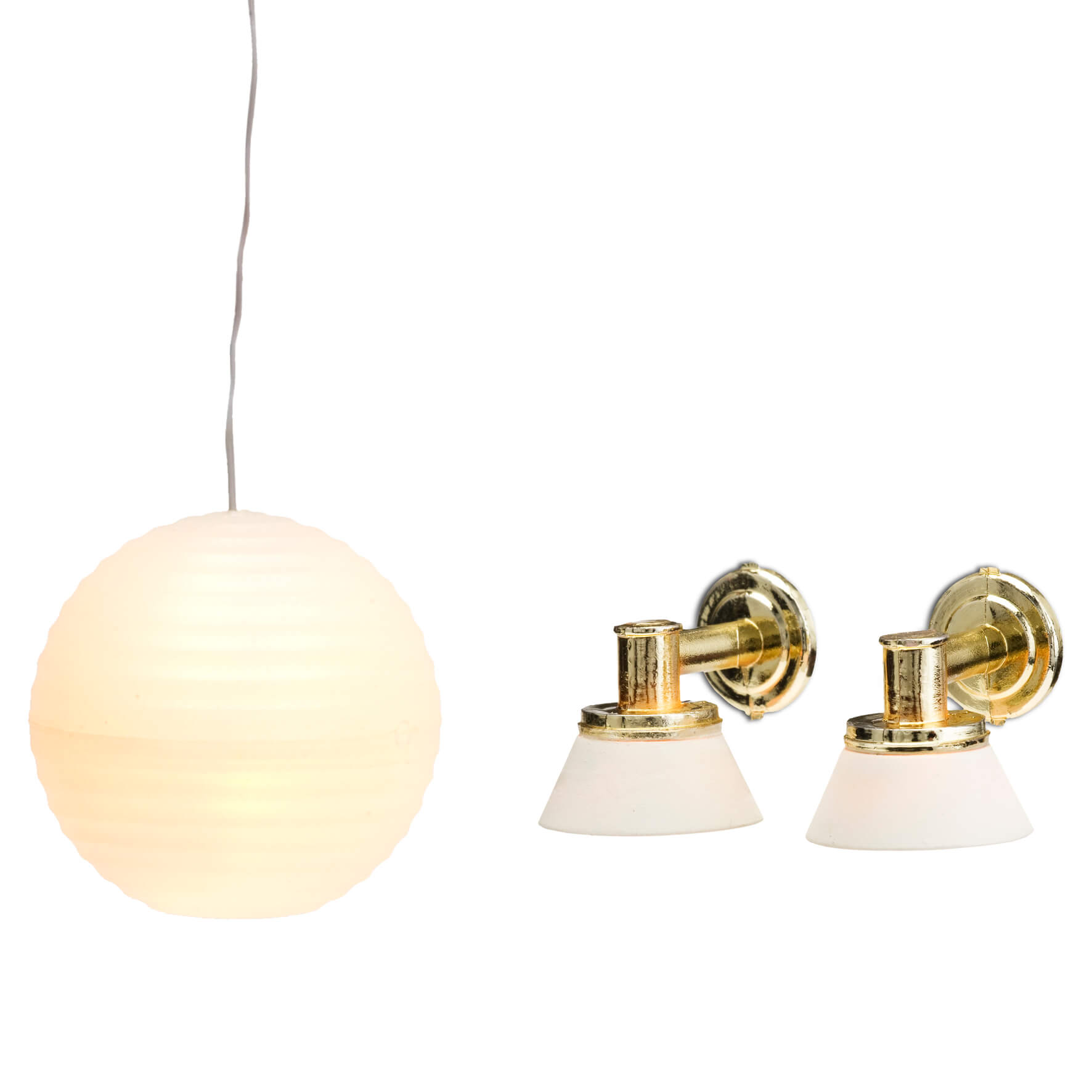 Lundby Rislampa och Två Vägglampor