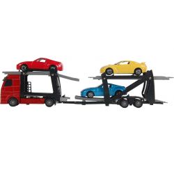 Kids Globe leksakslastbil med tre bilar - 1:60