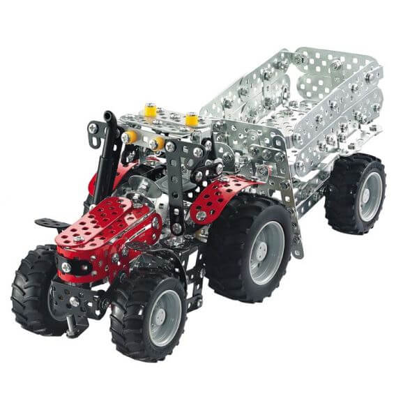 Traktor Massey Ferguson MF-5610 med trailer Byggmodell Metall 1:32 Tronico