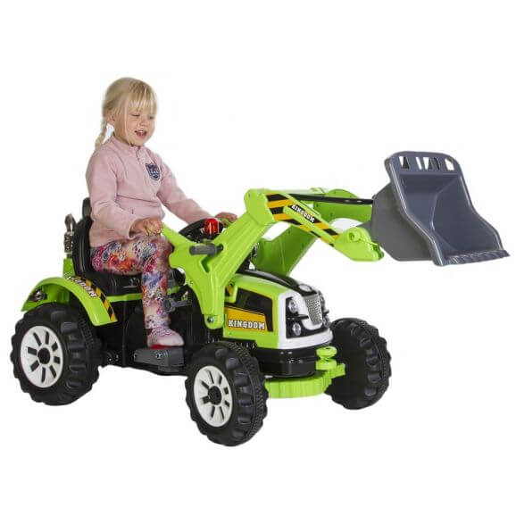Azeno Eltraktor barn med skopa Azeno grön 2x12V