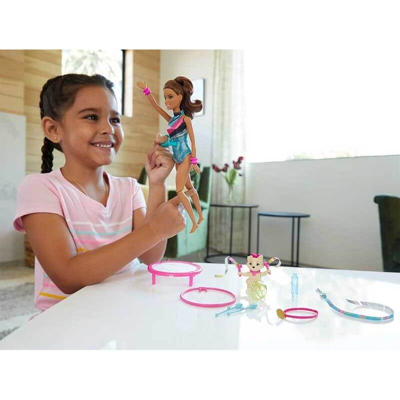 Barbie Spin 'n Twirl Gymnast Doll and Accessories GHK24 BOX DAMAGED! 