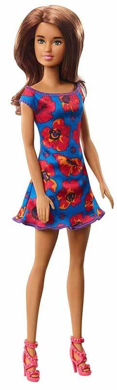 Barbiedocka Brunette med blommig klänning GBK94