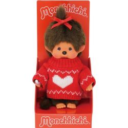 Monchhichi Red Heart Knitted Sweater Girl 20 cm