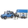 Bruder Polisbil Land Rover Defender med hästtrailer 02588