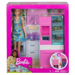 Barbie Docka med Kylskåp och Tillbehör GHL84
