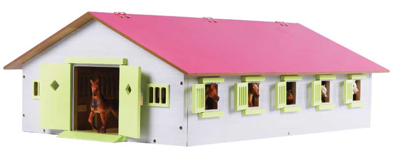 Läs mer om Häststall 9 st. stallboxar rosa leksak Kids Globe 1:32