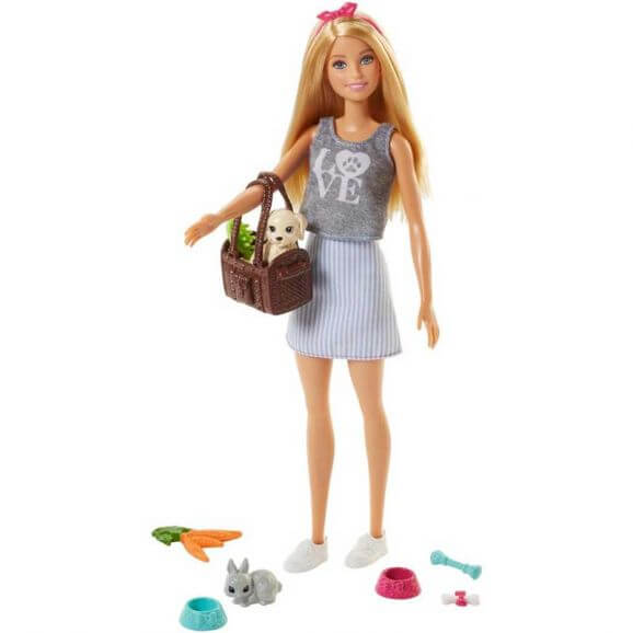 Barbiedocka Picknick med hunden