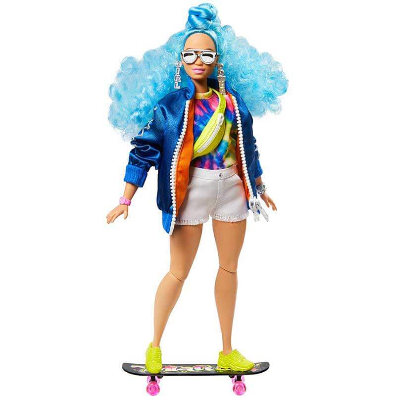 Barbie Extra Blue Curly Hair With Bomber Jacket
