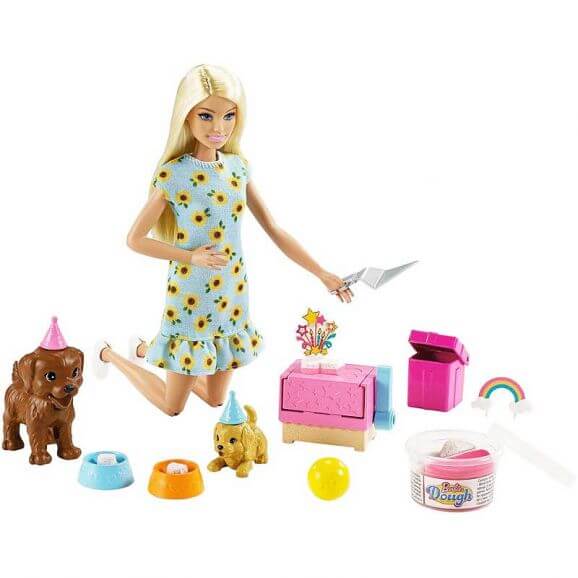 Barbie Puppy Party med valpar och leklera