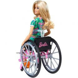 Barbie med rullstol i svart och rosa