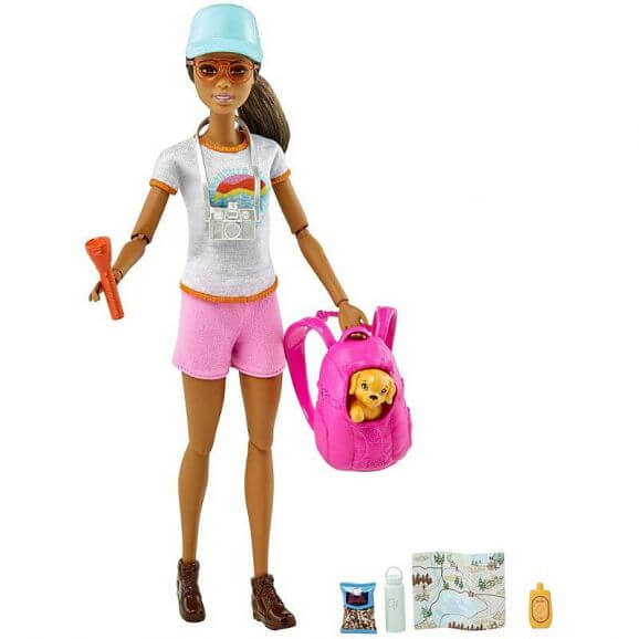Barbie Vandring med hundvalp Backpack Pet Carrier, Map, Camera Made To Move