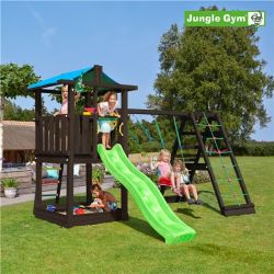 Jungle Gym Hut lektorn komplett inkl. climb module xtra og rutschkana, grundmålat svart