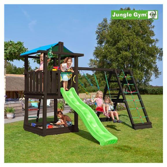 Jungle Gym Hut lektorn komplett inkl. climb module xtra og rutschkana, grundmålat svart