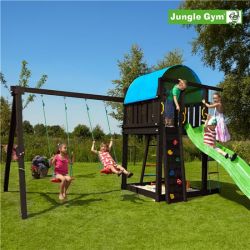 Jungle Gym Villa lektorn komplett inkl. swing module xtra og rutschkana, grundmålat svart