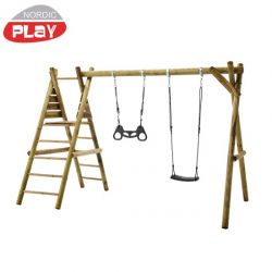 NORDIC PLAY Gungställning 240 cm med plattform inkl. svart gungor och gungbeslag exkl. rutschkana