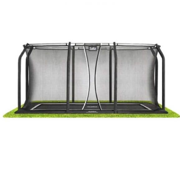 Studsmatta Royal Baseground 244x396 cm, svart med säkerhetsnät SALTA