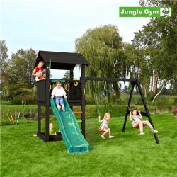Lektorn Casa med rutschkana och gungor, grundmålat svart Jungle Gym