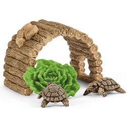 Schleich Sköldpadda hem och fyra sköldpaddor 42506