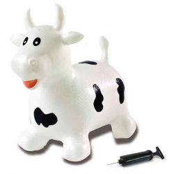 Jumping Animal bouncer Cow white/black with pump