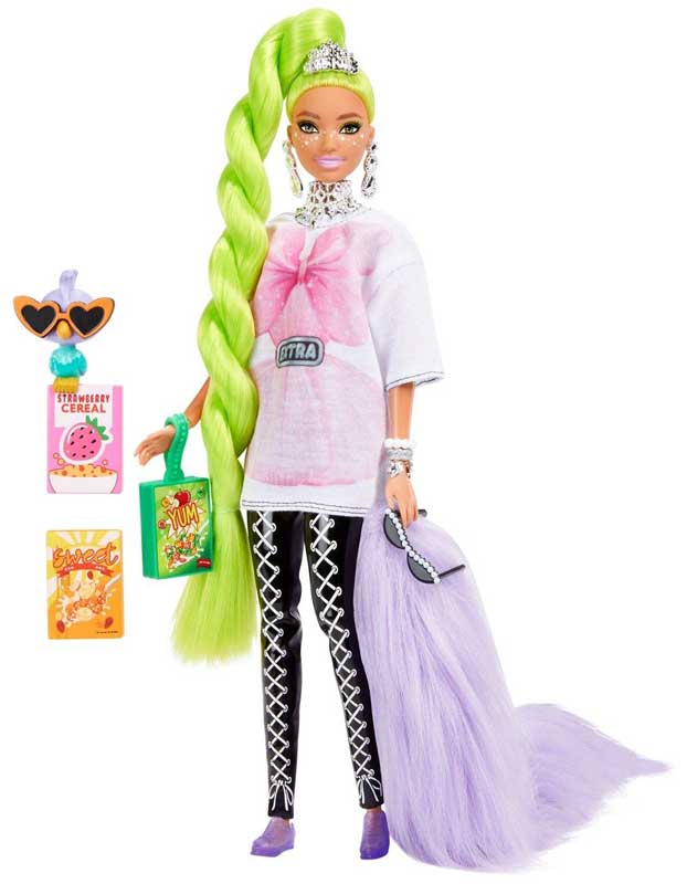 Barbie Extra Docka Grönt hår Neon