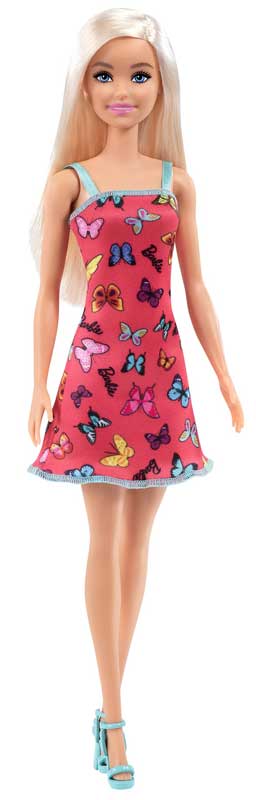 Läs mer om Barbie Entry Docka med en fin röd klänning med fjärilar HBV05
