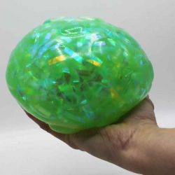 Stor Klämboll med glittriga band inuti Squeeze 15 cm
