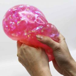 Stor Klämboll med glittriga band inuti Squeeze 15 cm
