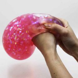 Stor Klämboll med glittriga band inuti Squeeze 15 cm