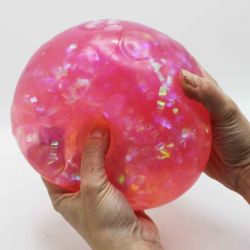 Stor Klämboll med glittriga band inuti Squeeze 15 cm