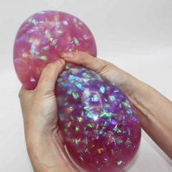 Stor Klämboll med glittriga band inuti Squeeze 15 cm