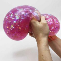 Stor Klämboll med glittriga band inuti Squeeze 15 cm