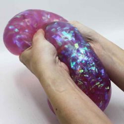 Stor Klämboll med glittriga band inuti Squeeze 15 cm