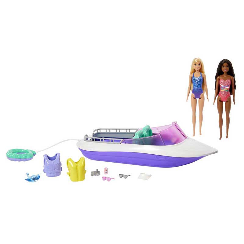 Barbie Mermaid Power Båt 46 cm med dockor
